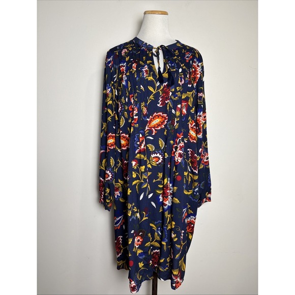 Old Navy Dresses & Skirts - Old Navy Cottage Floral Tunic Dress XL Blue Peasant Boho Flowy Long Sleeve